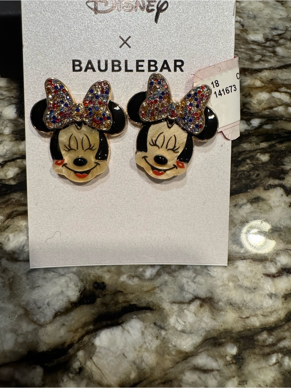 BaubleBar Disney Minnie Mouse Stud Earrings - Multicolor Rhinestone Bow